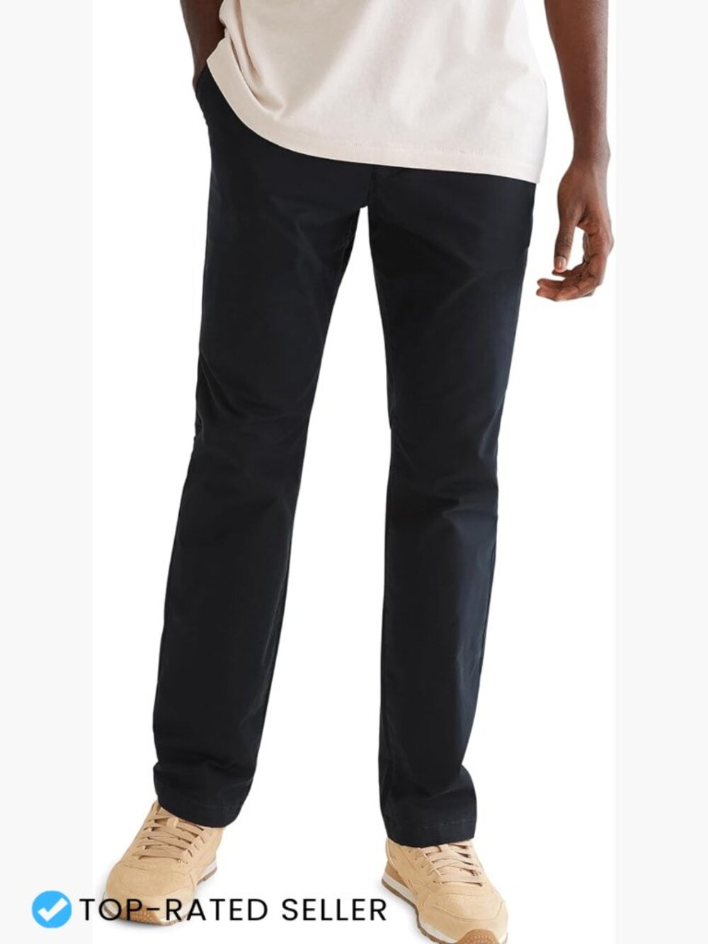 Slim Stretch Chino Pants Classic Preppy Casual Straight Leg Mid Rise